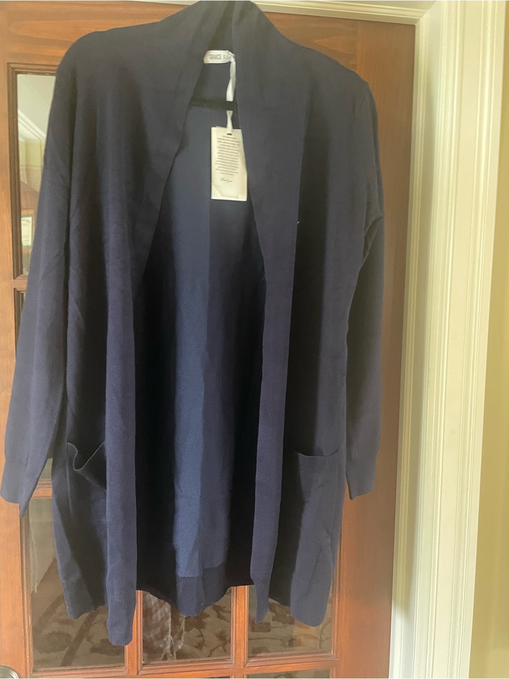 Grace Karin Navy Open-Front Pocketed Women's Sweater Cardigan